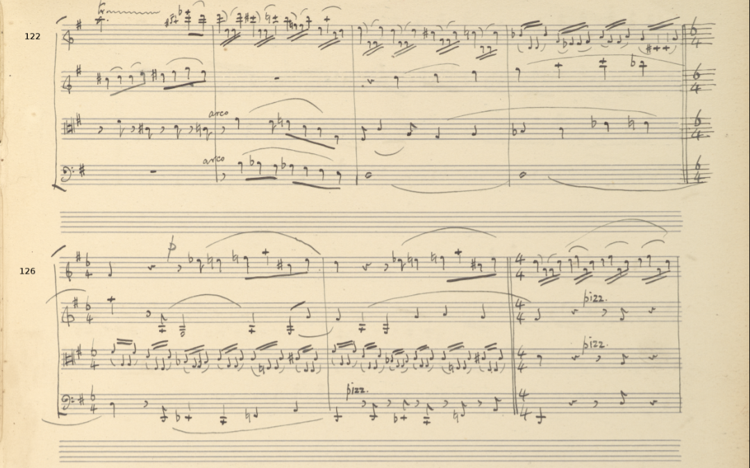 Manuscript fragment - Op.10 String Quartet in G minor