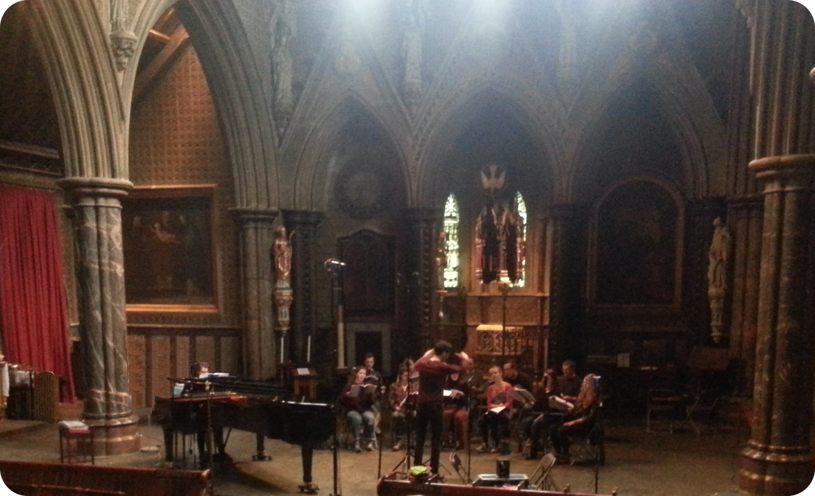 Quintin Beer conducts recording of Op.18 Andromeda in St Cuthbert's Church, Earls Court